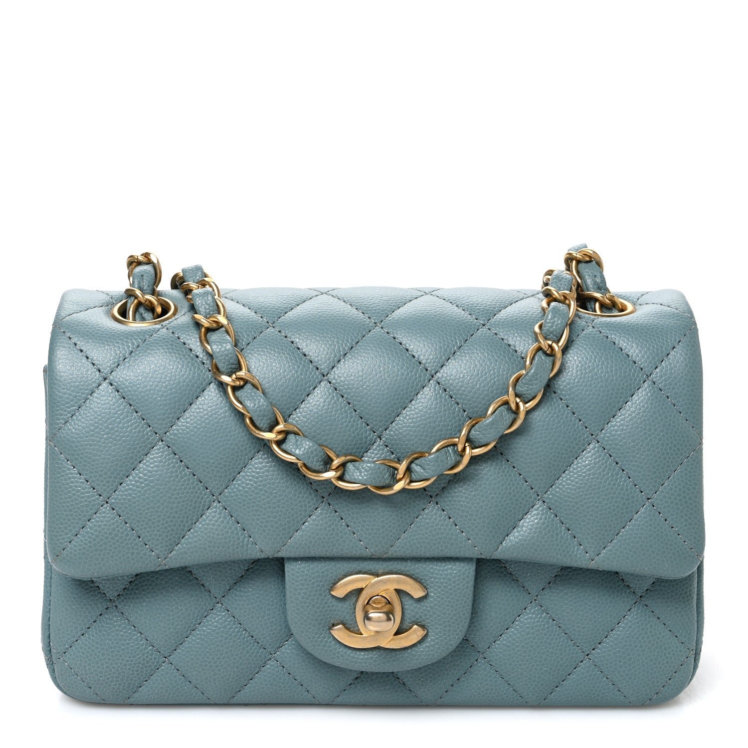Chanel Caviar Quilted Mini Rectangular Flap Blue