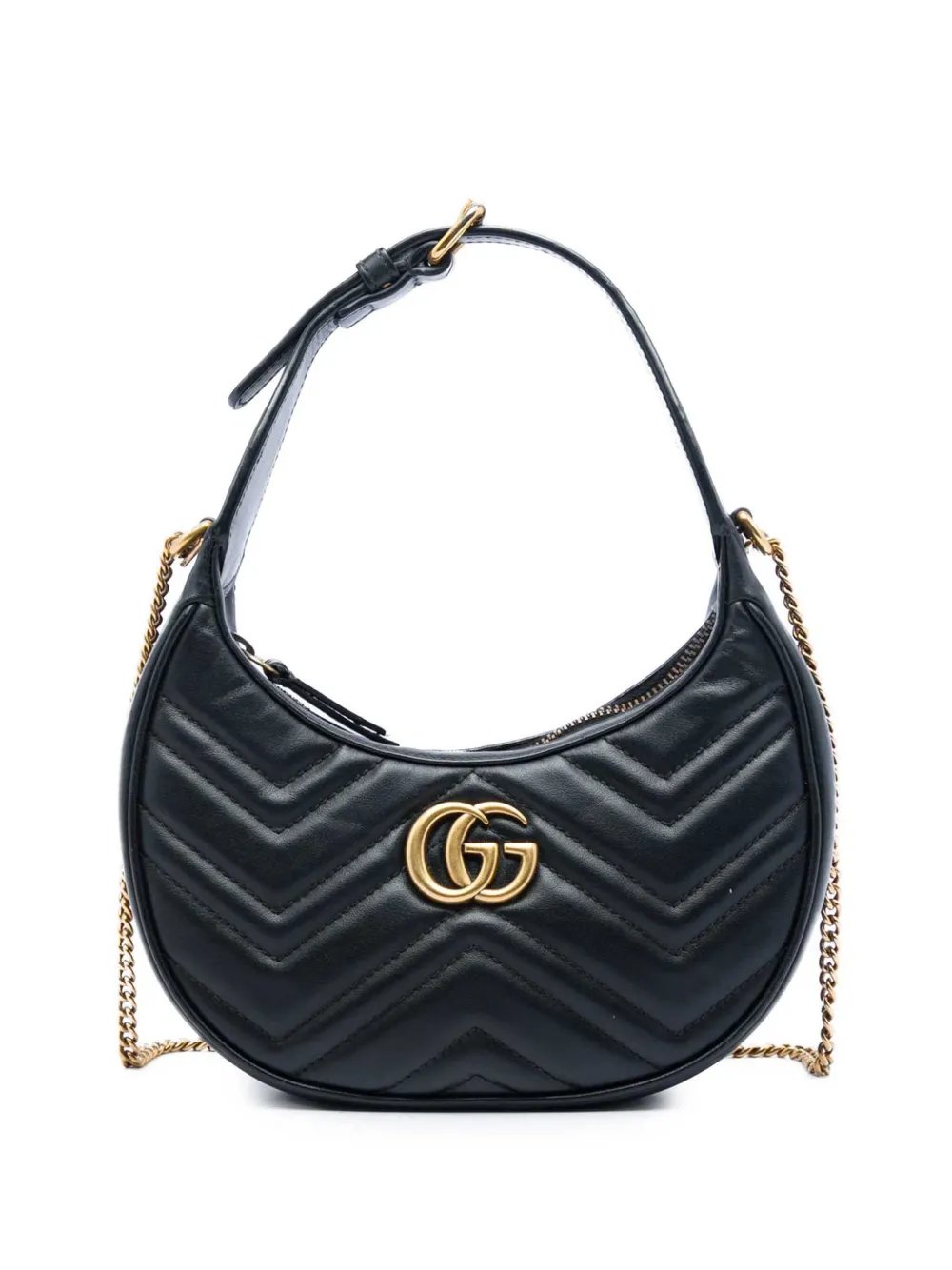 2016-2026 Mini GG Marmont Matelasse Calfskin Half Moon Bag satchel