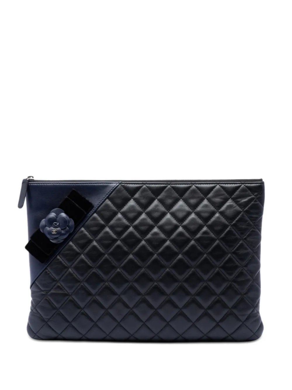 2017-2018 Large Quilted Lambskin Camellia O Case clutch bag