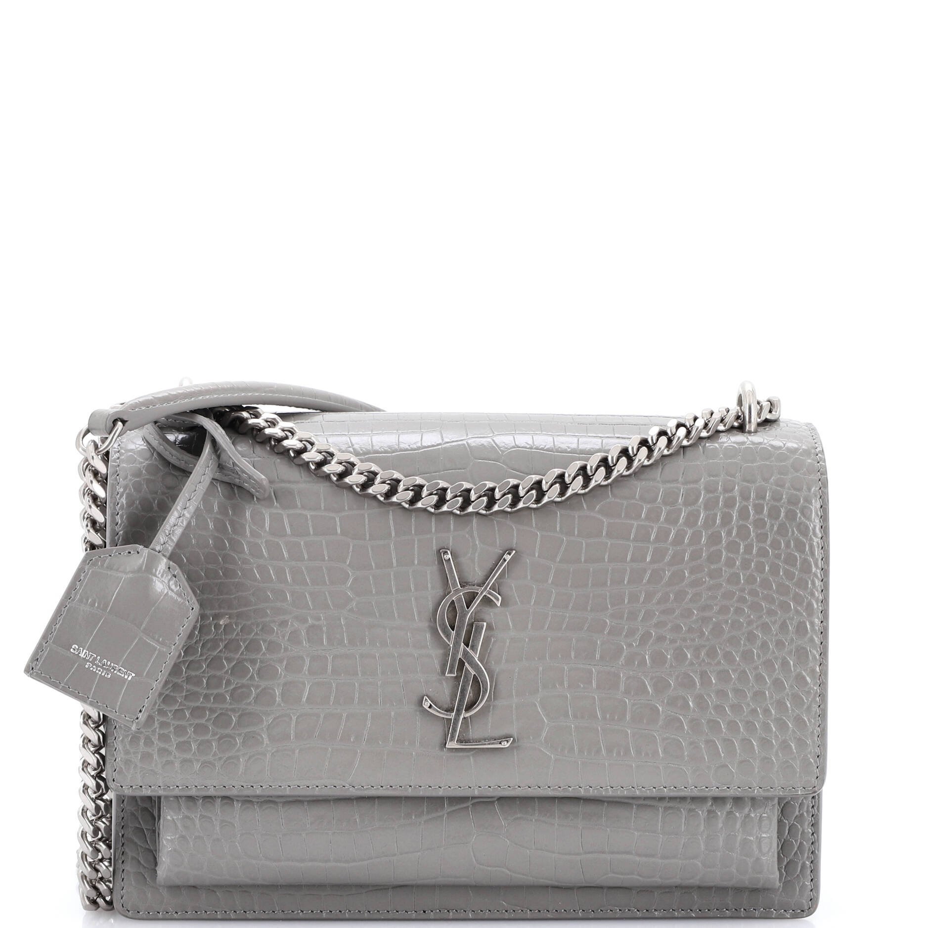 Sunset Crossbody Bag Crocodile Embossed Leather Medium