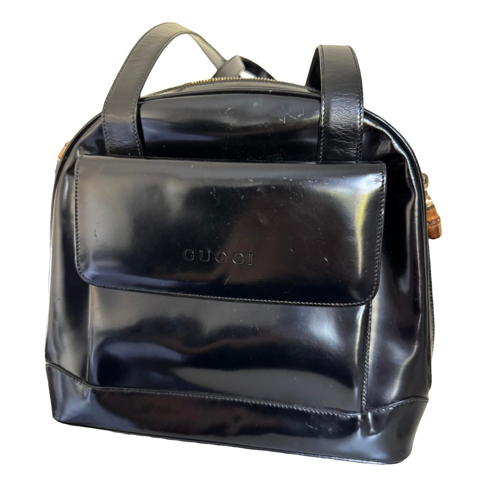 Patent leather handbag