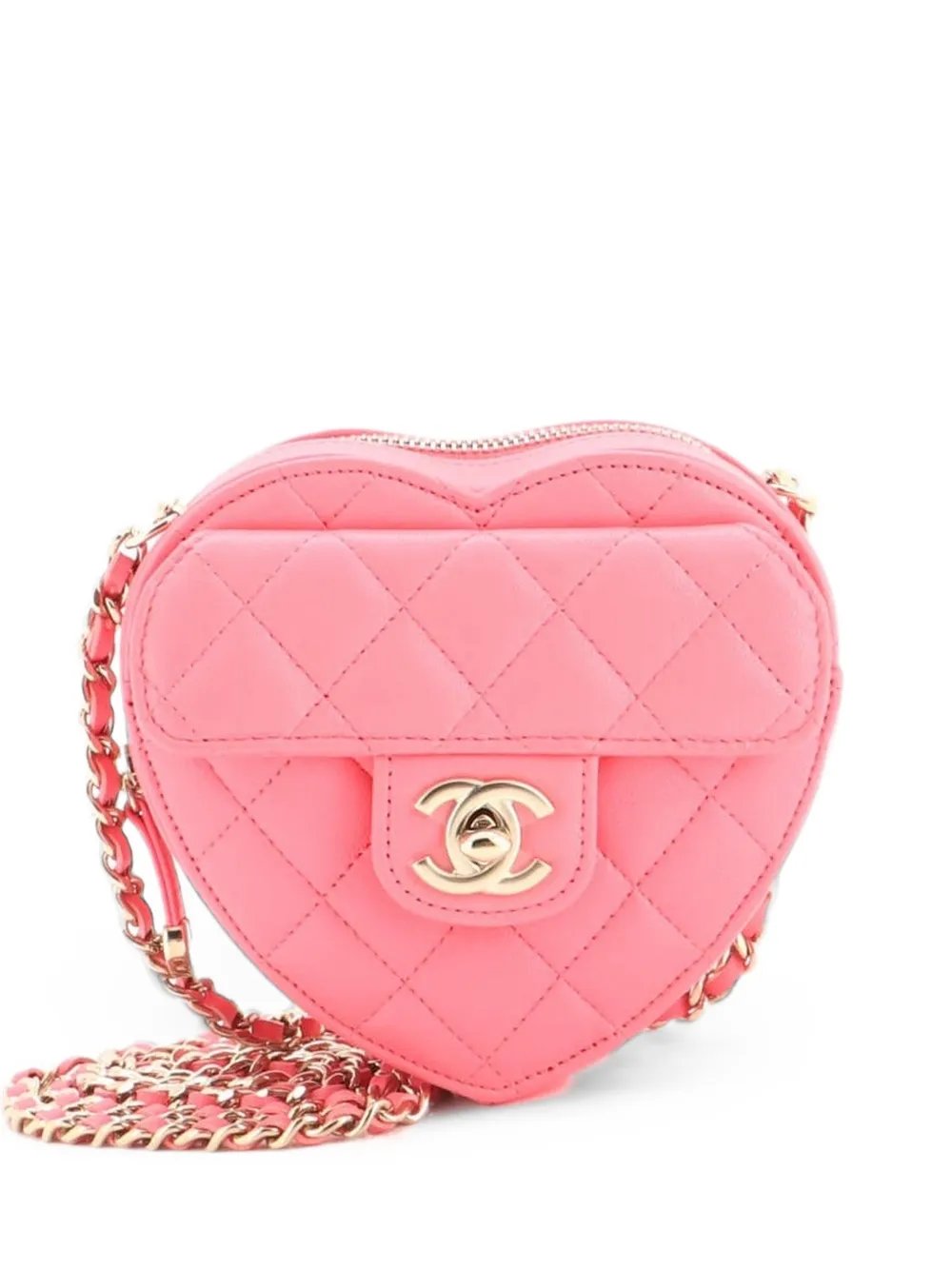 CC in Love Heart Clutch with Chain Quilted Lambskin crossbody bag