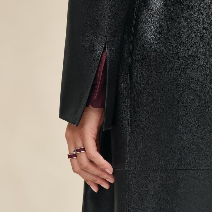 Noir Long Leather Coat