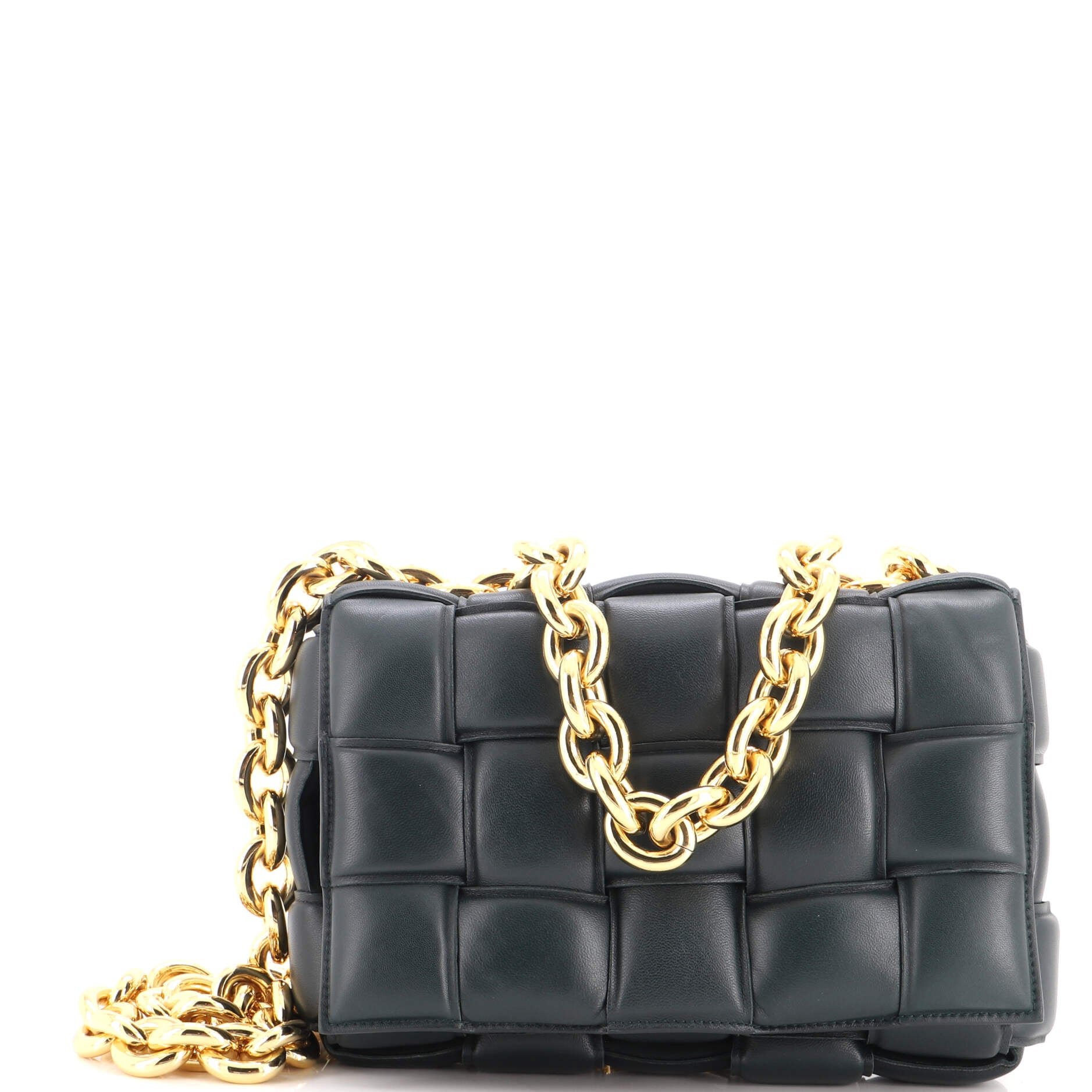 Cassette Chain Crossbody Bag Padded Maxi Intrecciato Leather