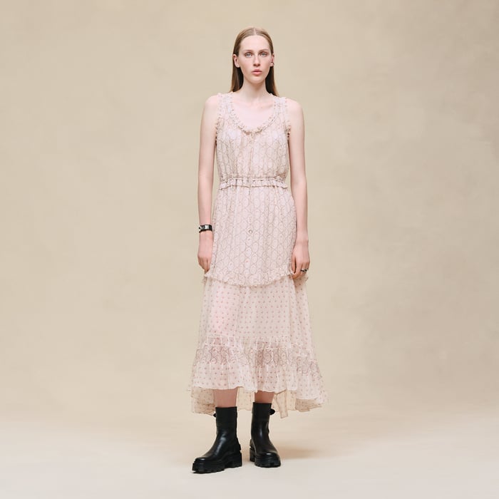 Rose Opaline "Clous" Sleeveless Dress