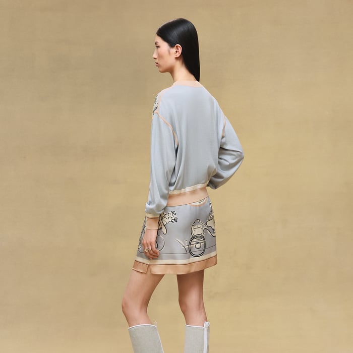 Gris Paruline "Ex-libris a Main Levee" Long-sleeve Twillaine Sweater