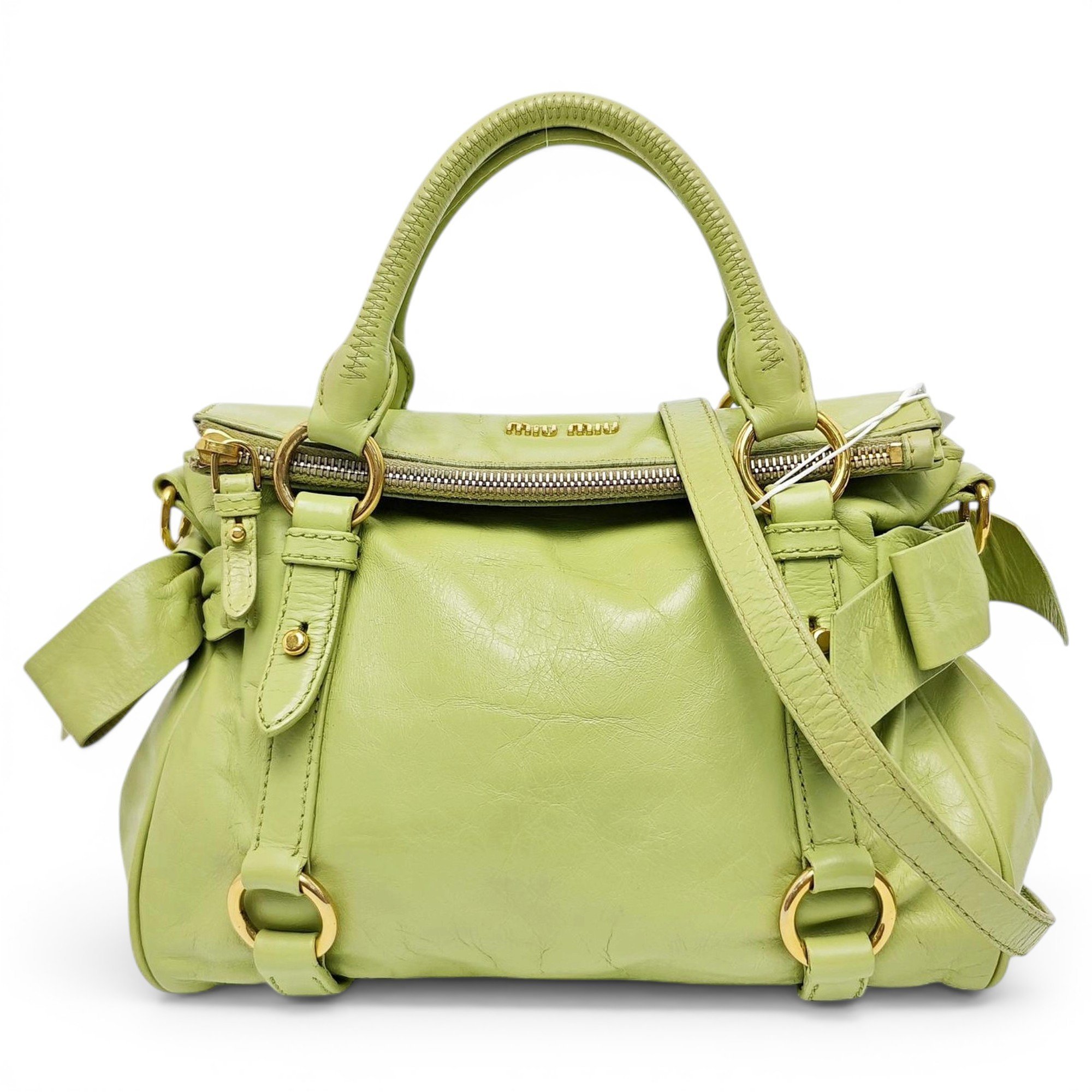 Bow bag leather handbag