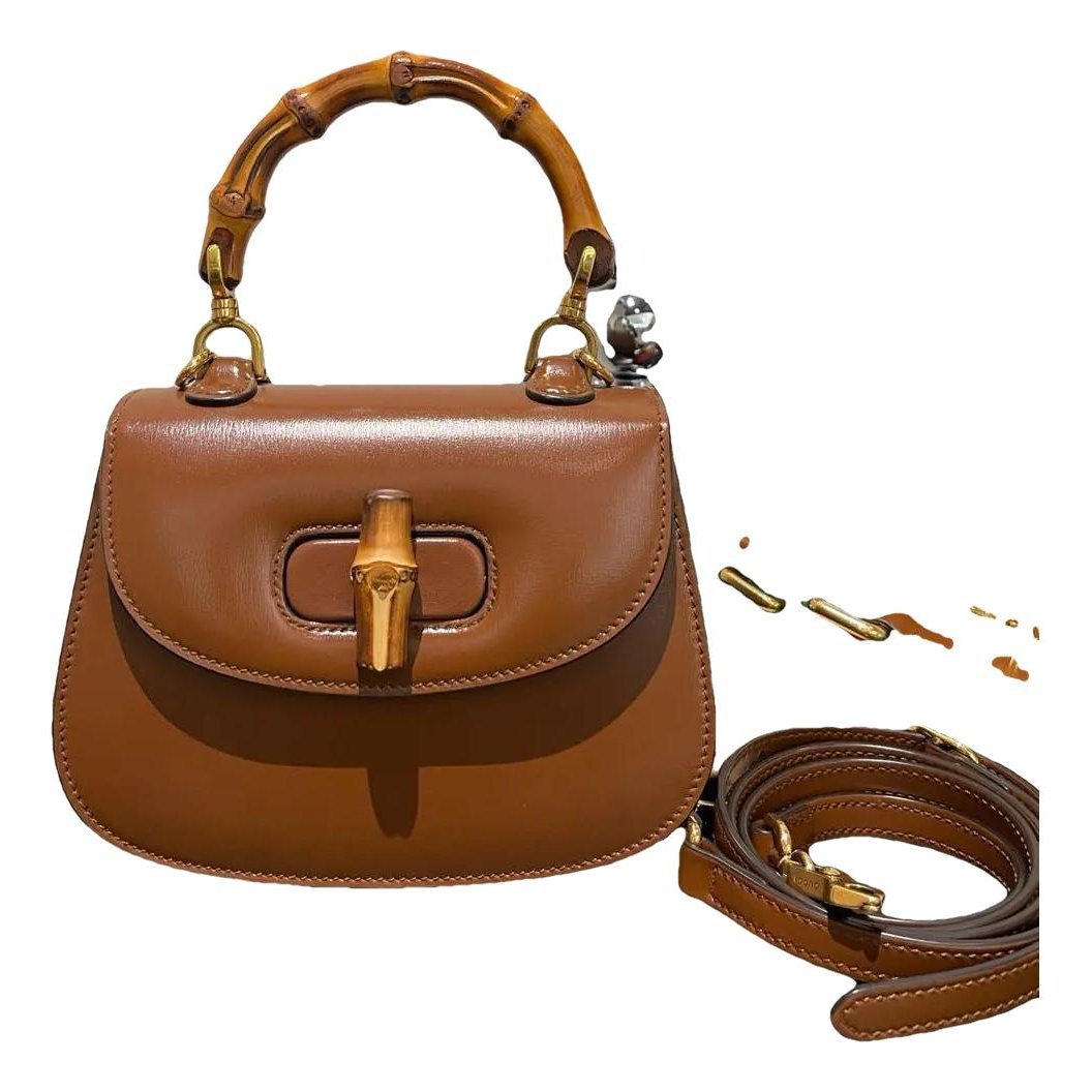 Convertible Bamboo Top Handle leather crossbody bag