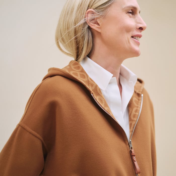 Marron Caramel Hooded Reversible Duffle-coat