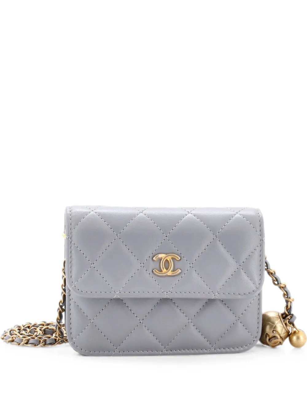 Pearl Crush Flap Clutch with Chain Quilted Lambskin Mini crossbody bag