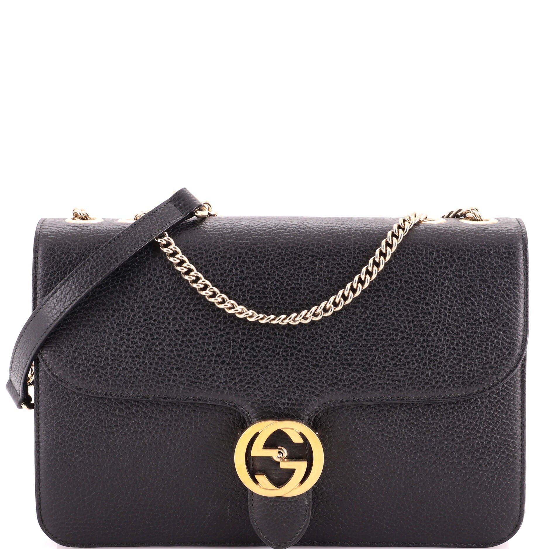 Interlocking leather handbag