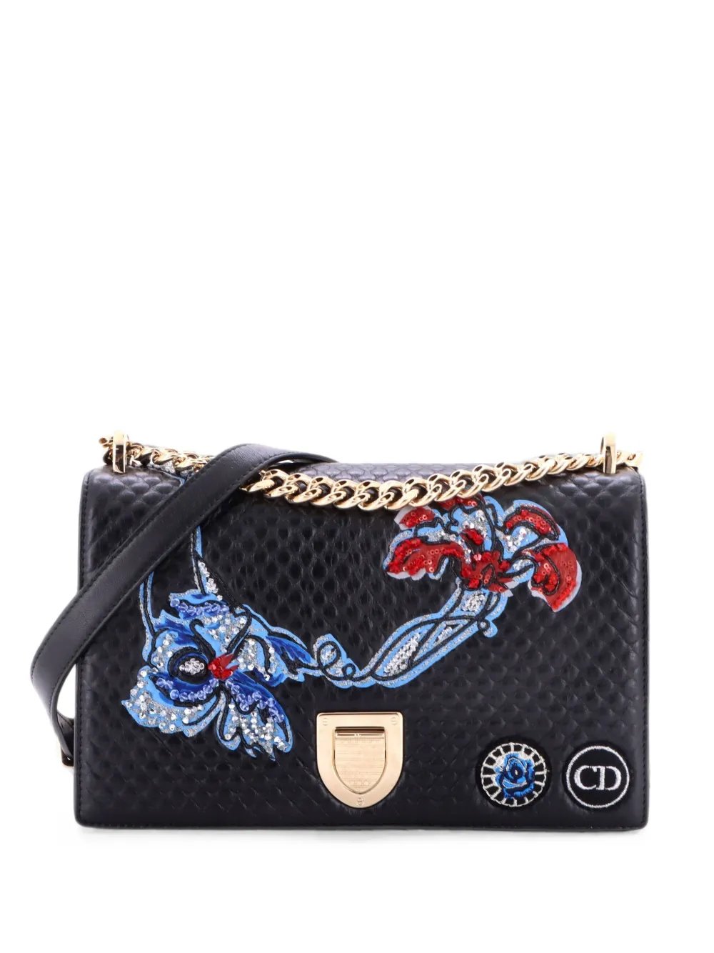 Diorama Flap Bag Patch Embellished Leather Medium shoulder bag