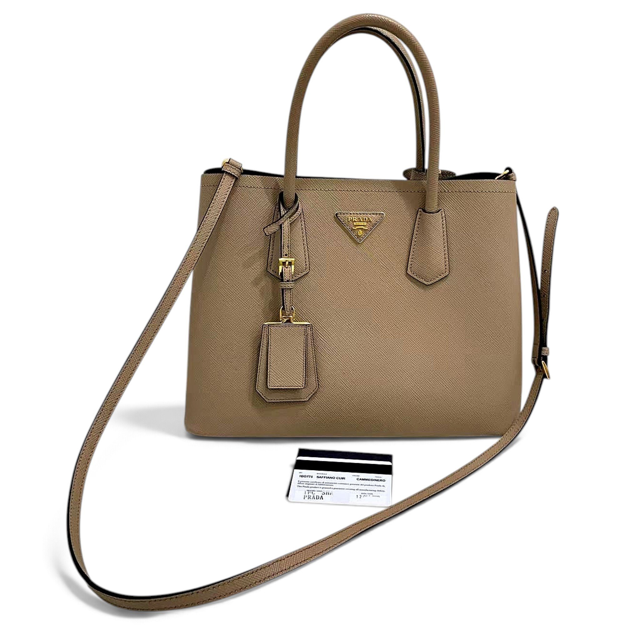 Double leather handbag