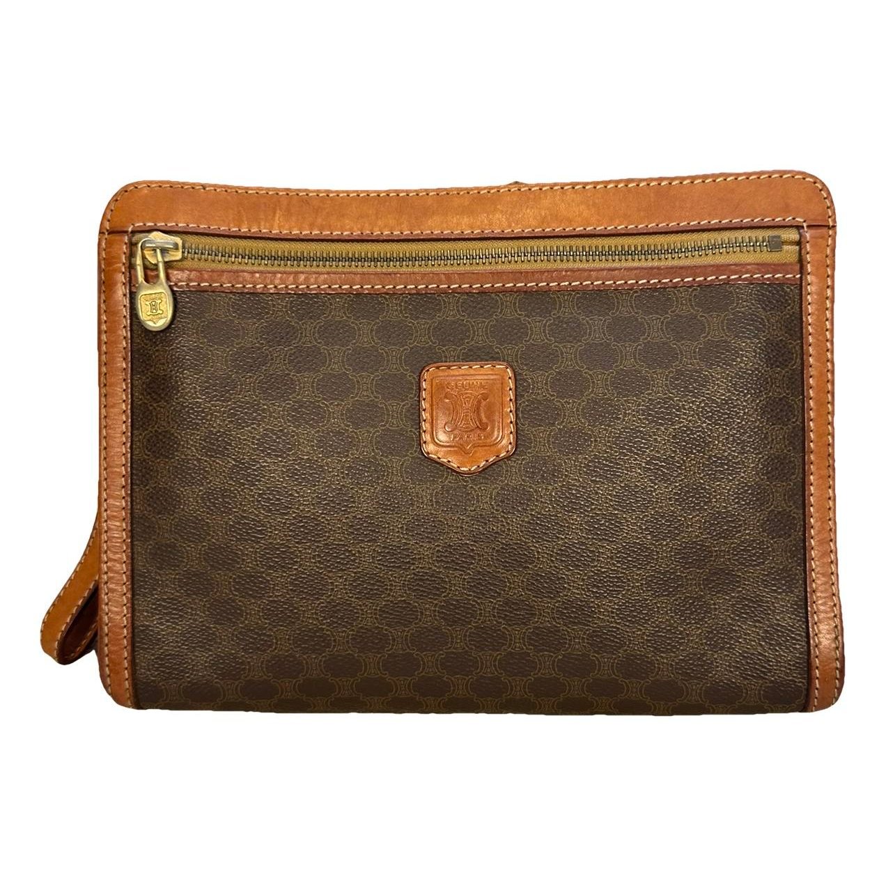 Triomphe Vintage leather clutch bag