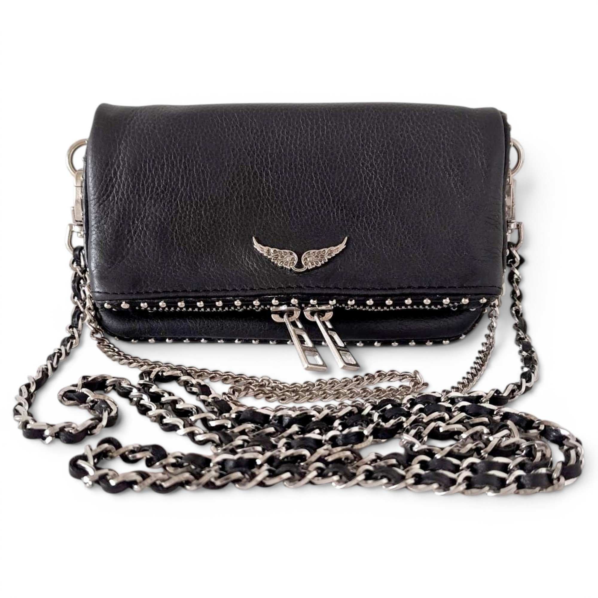 Rock leather clutch bag