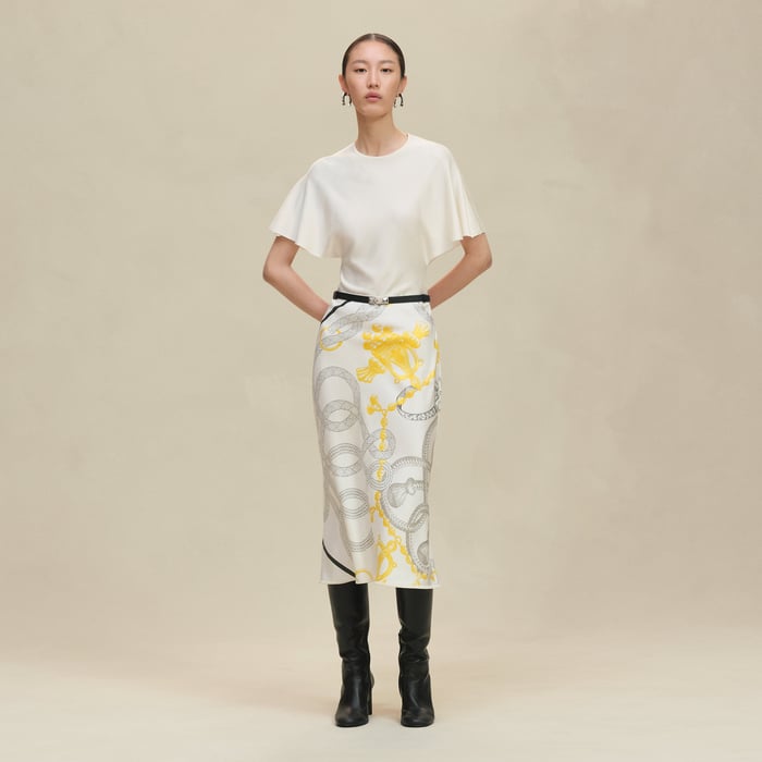 Blanc Nacre "Palefroi Remix" Short-sleeve Twillaine Long Dress