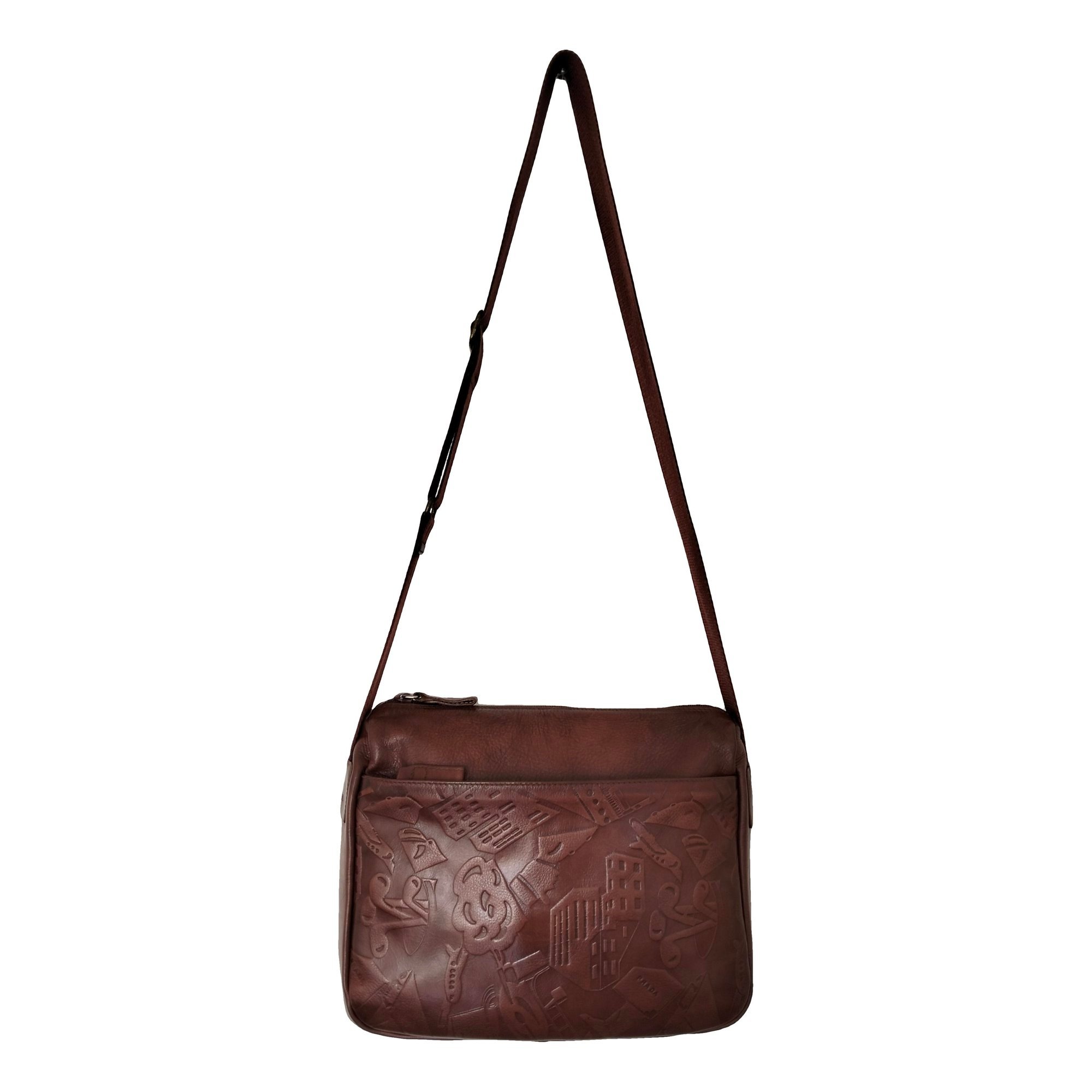 Etiquette leather crossbody bag