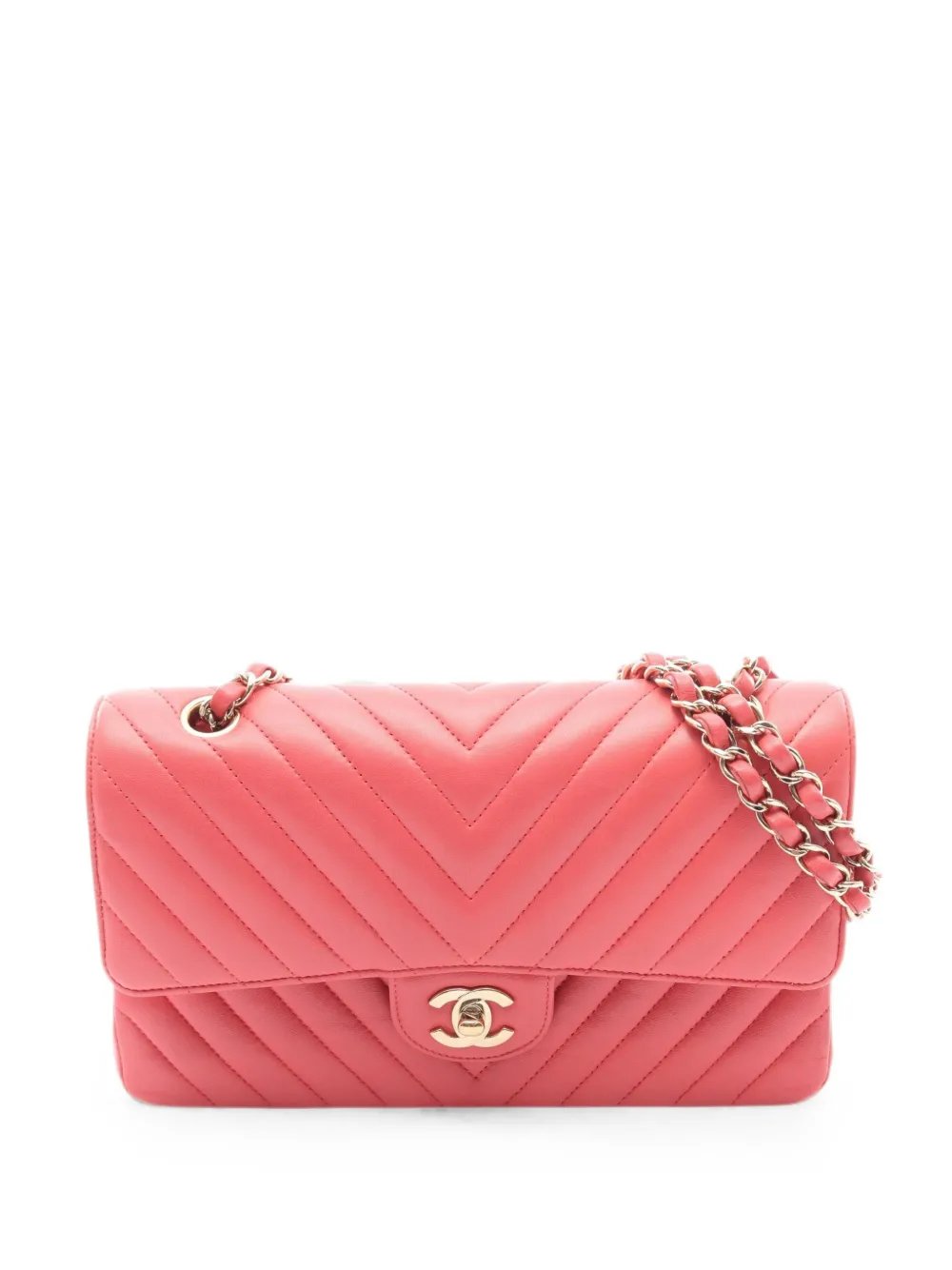 2017-2018 Chevron V-stitch flap shoulder bag