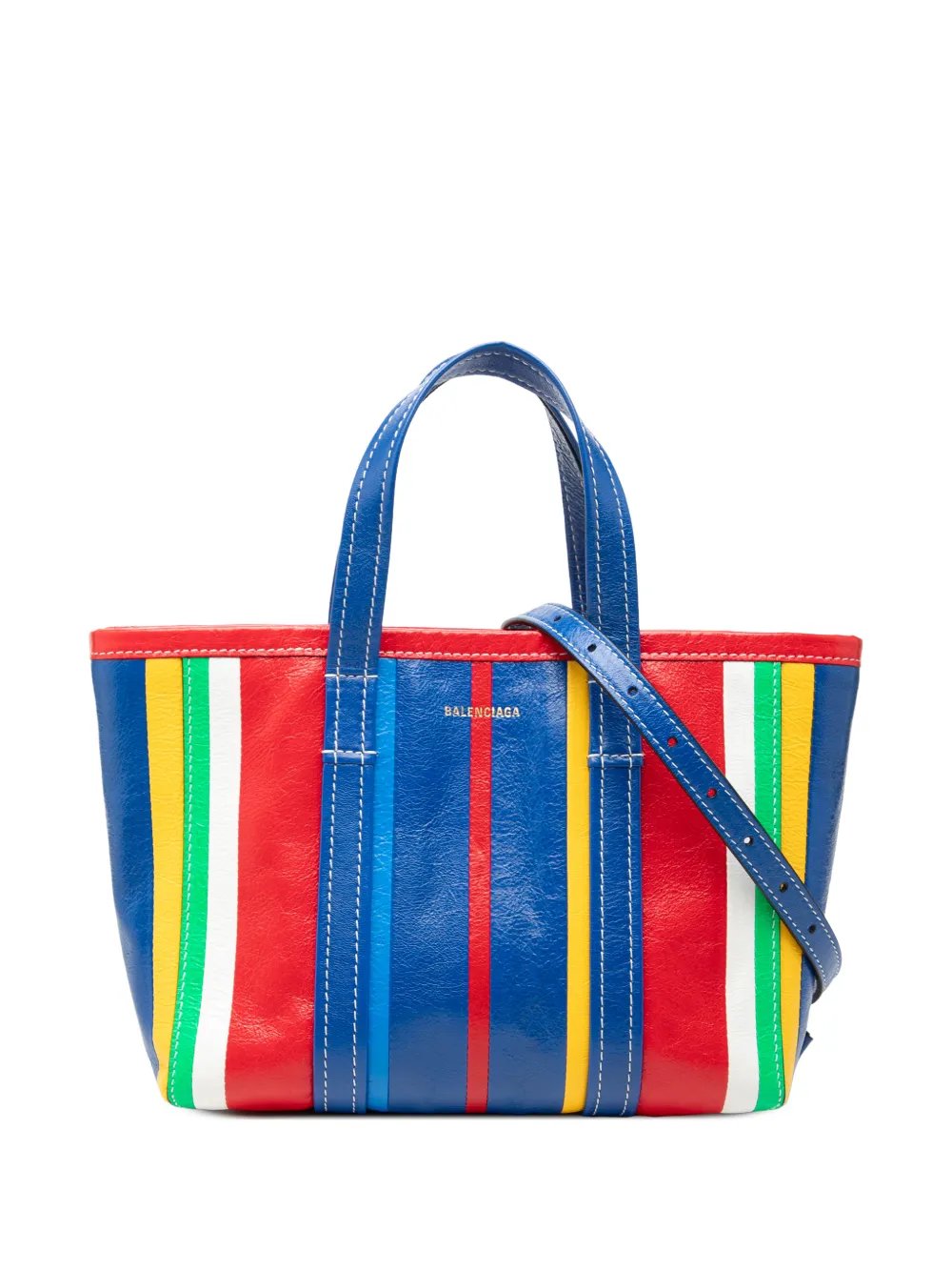 2021 Small Lambskin Striped Barbes East West Shopper Tote satchel