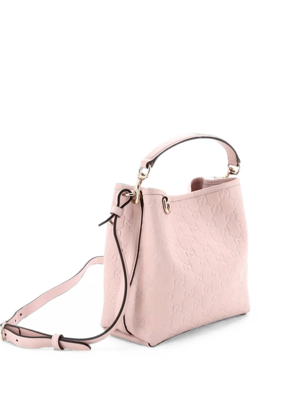 GG Emblem GG Embossed Leather Small bucket bag