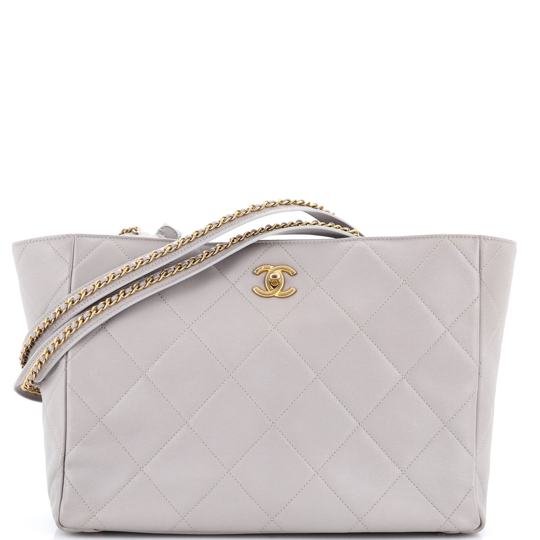 Chain Strap Shopping Tote Quilted Calfskin Large