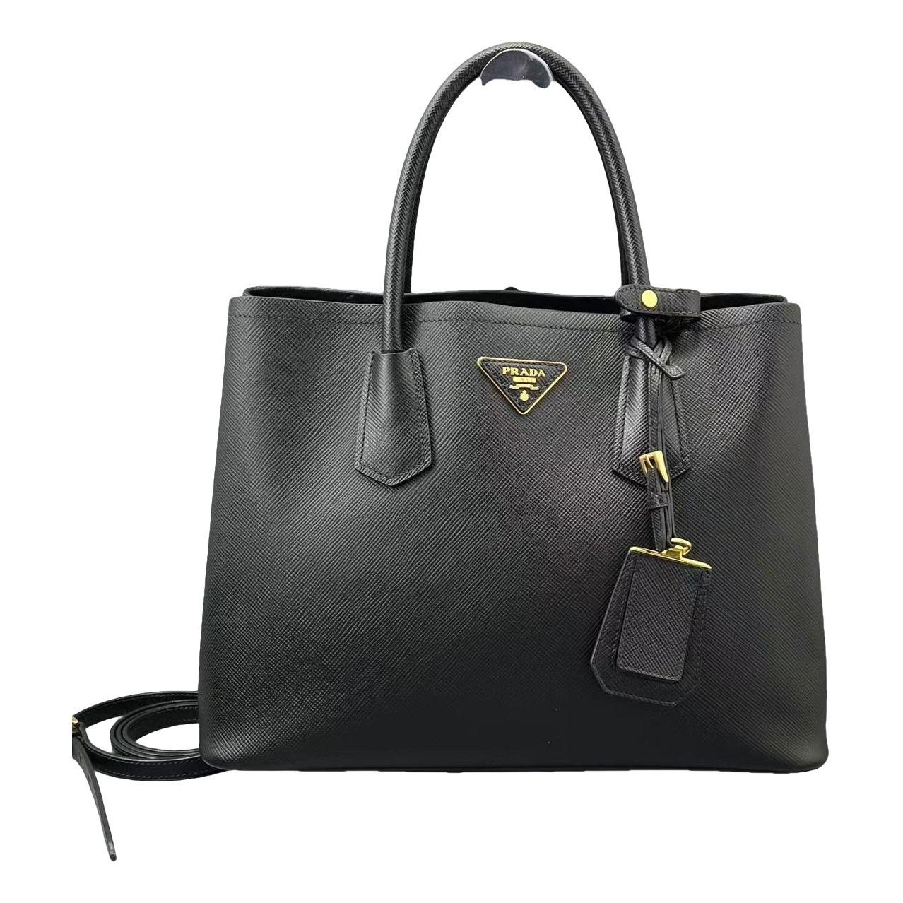 Double leather handbag
