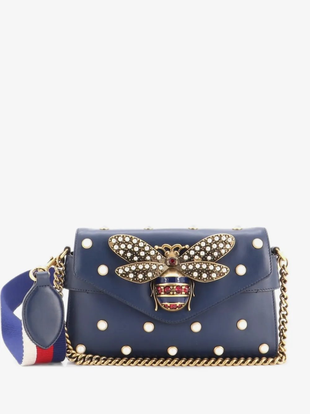 Broadway Pearly Bee Embellished Leather Mini shoulder bag