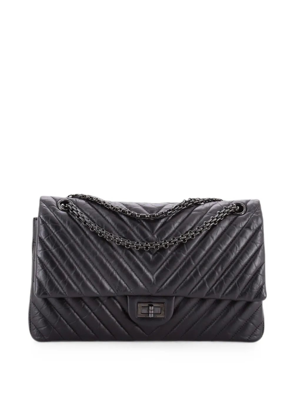 So Black Reissue 2.55 Flap Bag Chevron Aged Calfskin 226 crossbody bag
