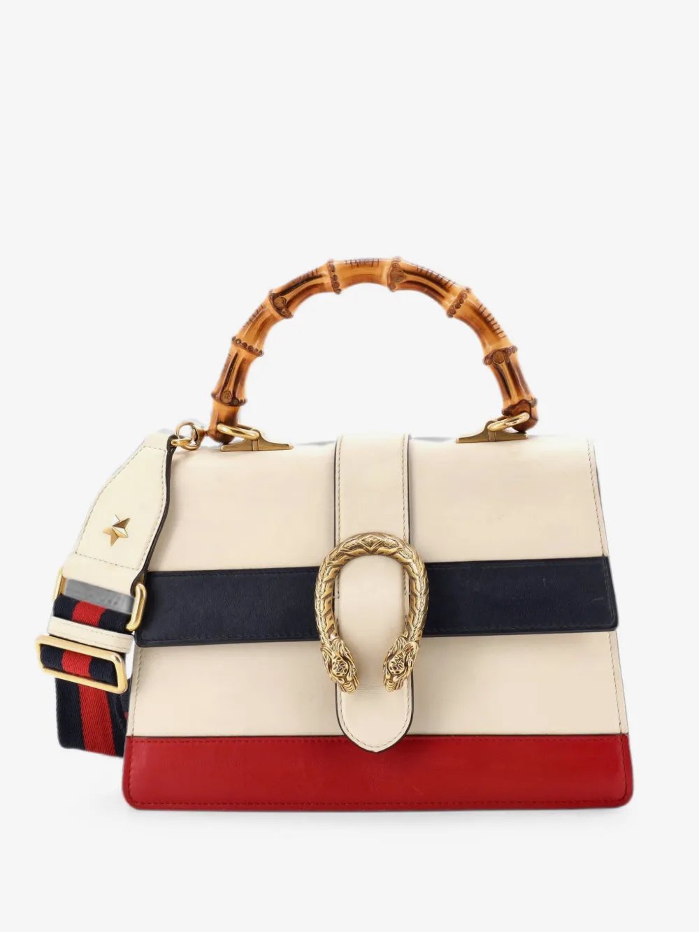 Dionysus Bamboo Top Handle Bag Colorblock Leather Medium satchel