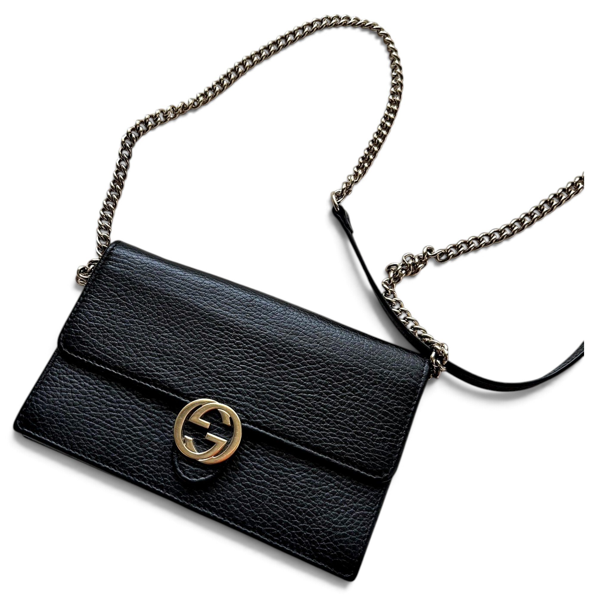 Interlocking leather crossbody bag