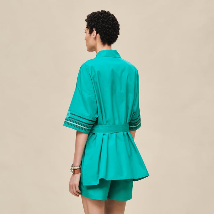 Vert Tourmaline Embroidered Beach Tunic