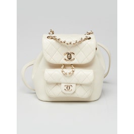 Chanel White Quilted Aged Leather Small Duma Backpack Bag
