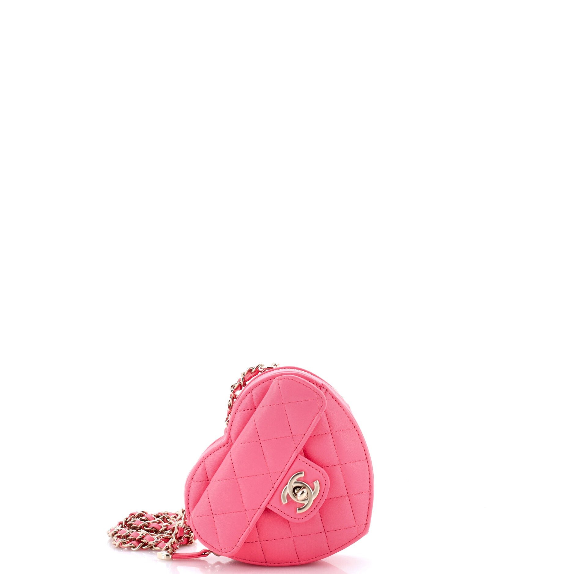 CC in Love Heart Clutch with Chain Quilted Lambskin