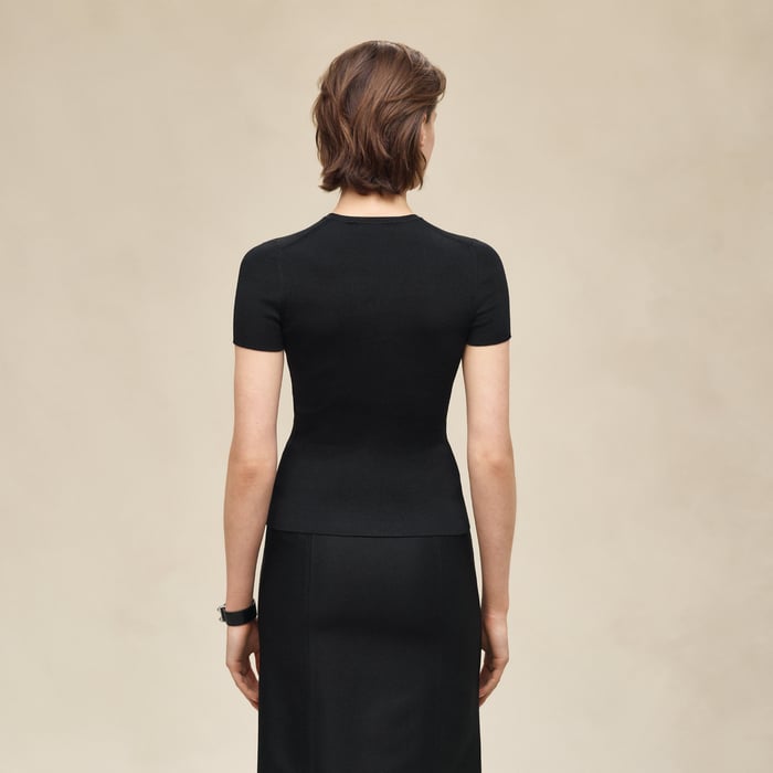 Noir Cashmere Short-sleeve Sweater