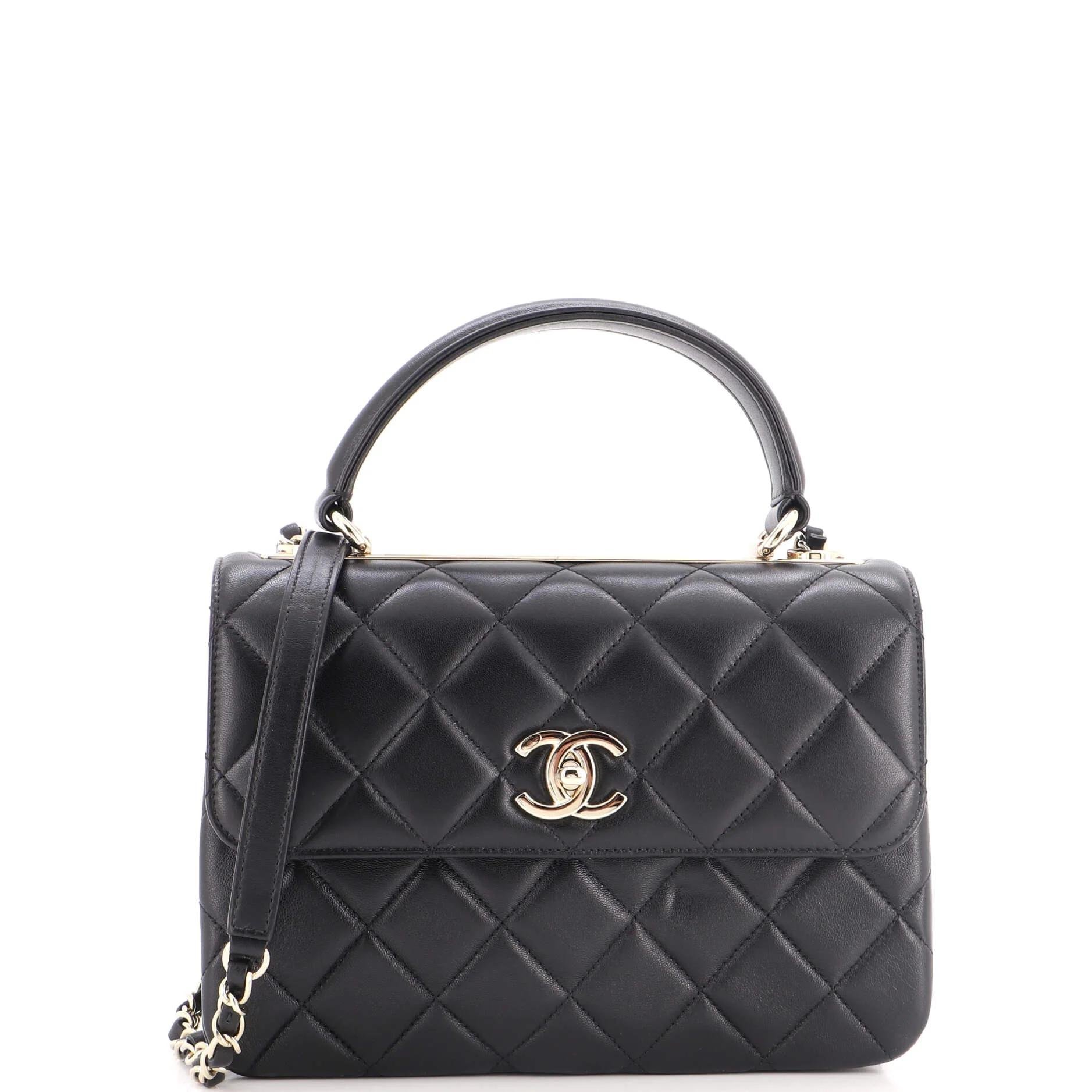 Trendy CC Top Handle leather handbag