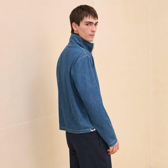 Indigo Lavé "Poche a Cheval" Boxy Fit Jacket Shirt