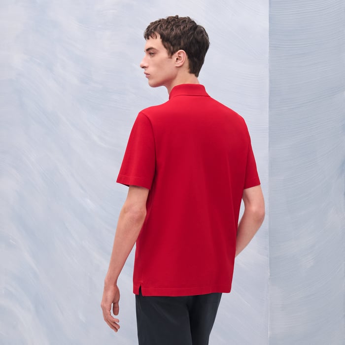 Rouge Vif "H" Embroidered Buttoned Polo Shirt