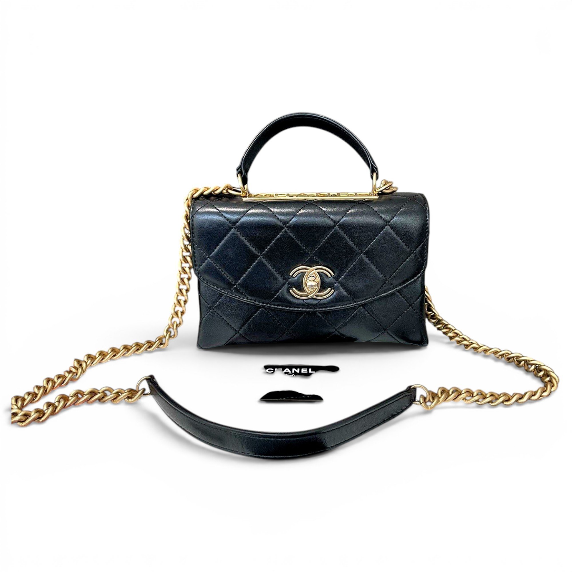 Trendy CC Top Handle leather handbag