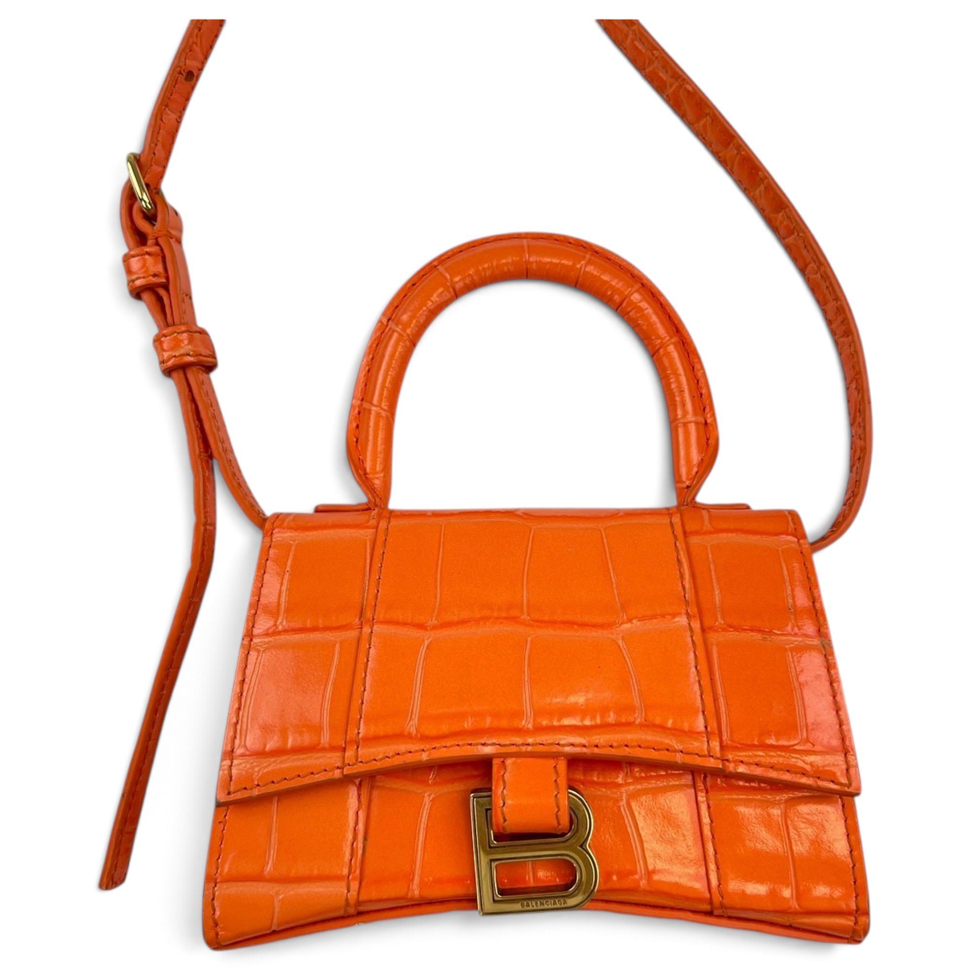 Hourglass leather handbag