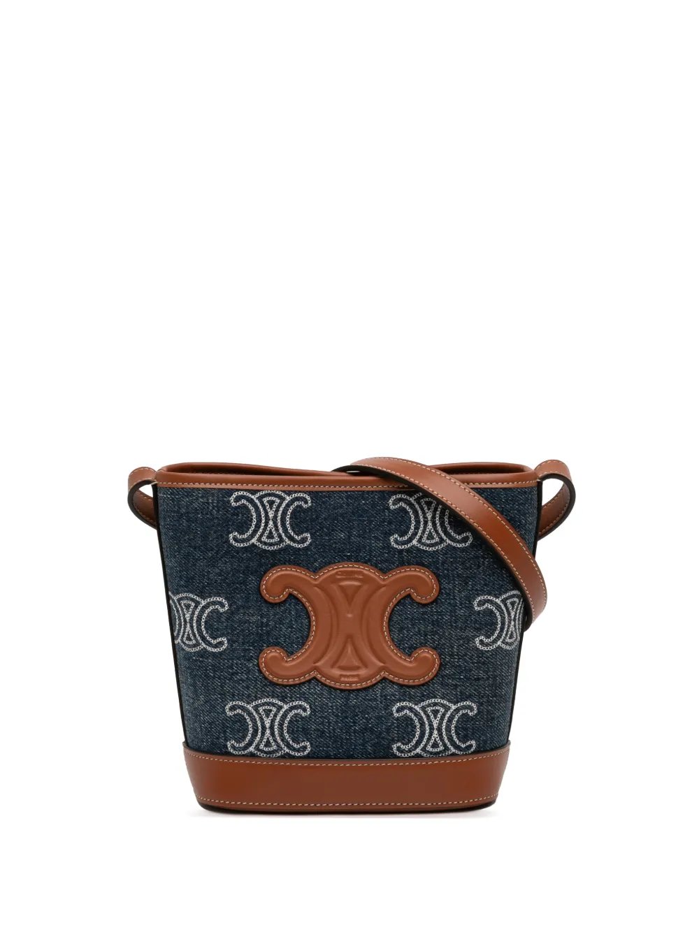 2023 Small Denim Cuir Triomphe bucket bag