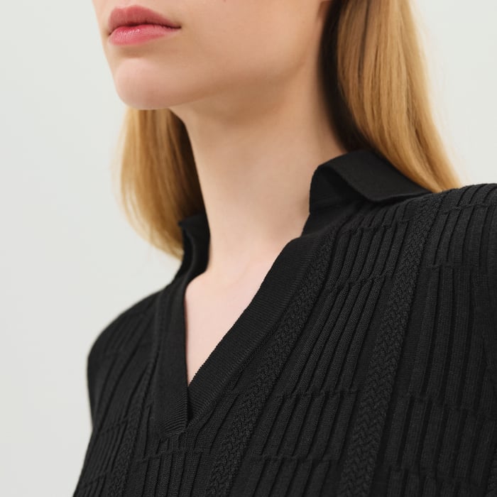 Noir "Coaching" Short-sleeve Sweater