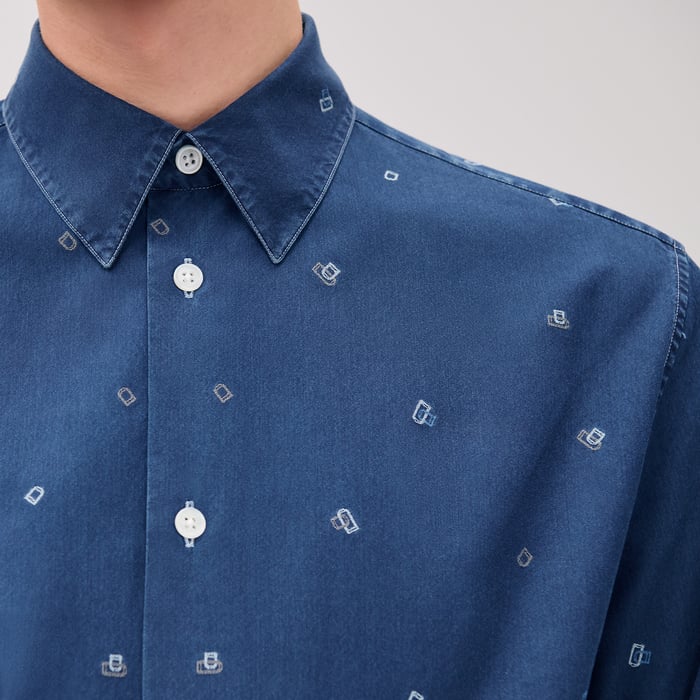 Indigo Lavé "Etriers Elastiques" Fitted Shirt