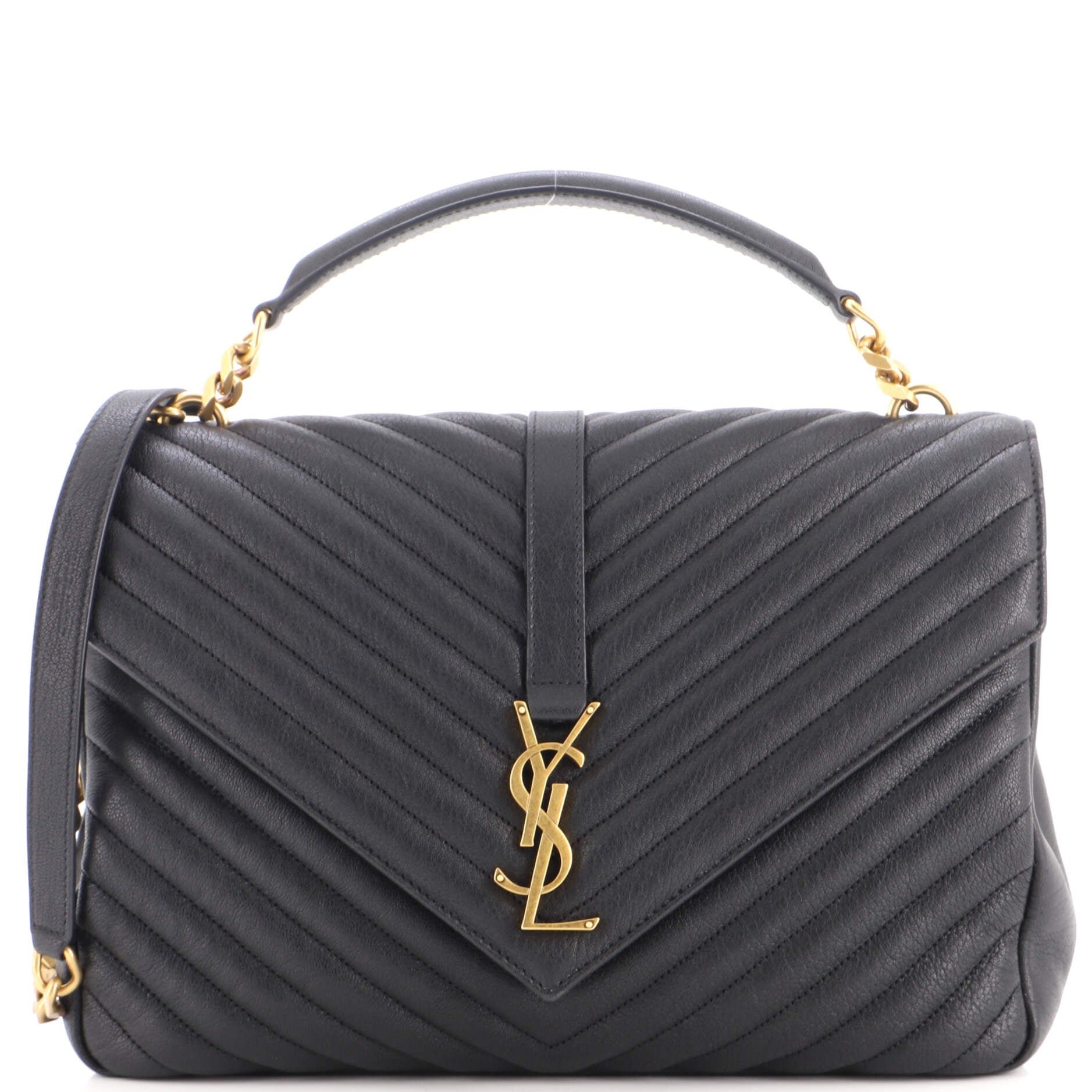 Classic Monogram College Bag Matelasse Chevron Leather Large