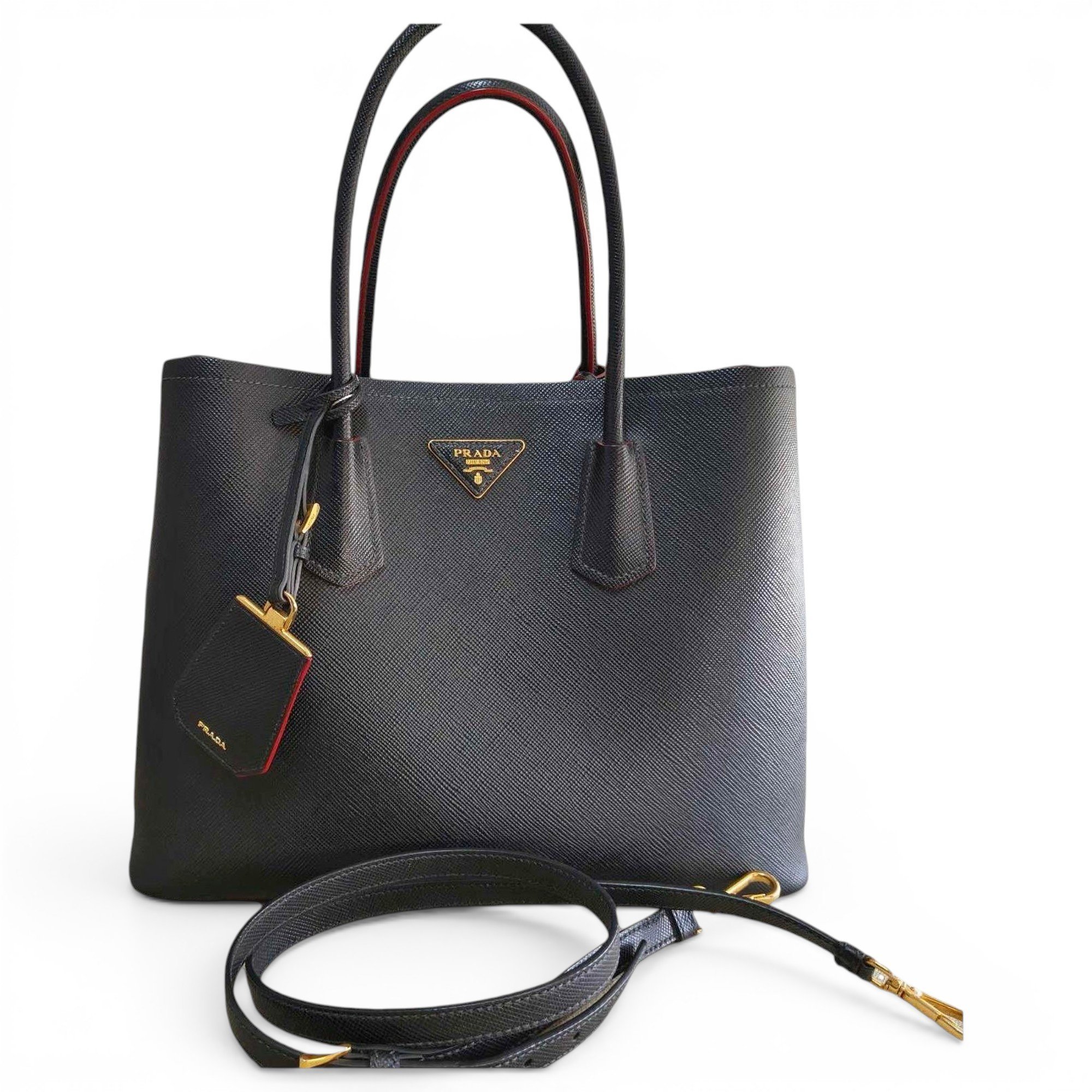 Double leather handbag