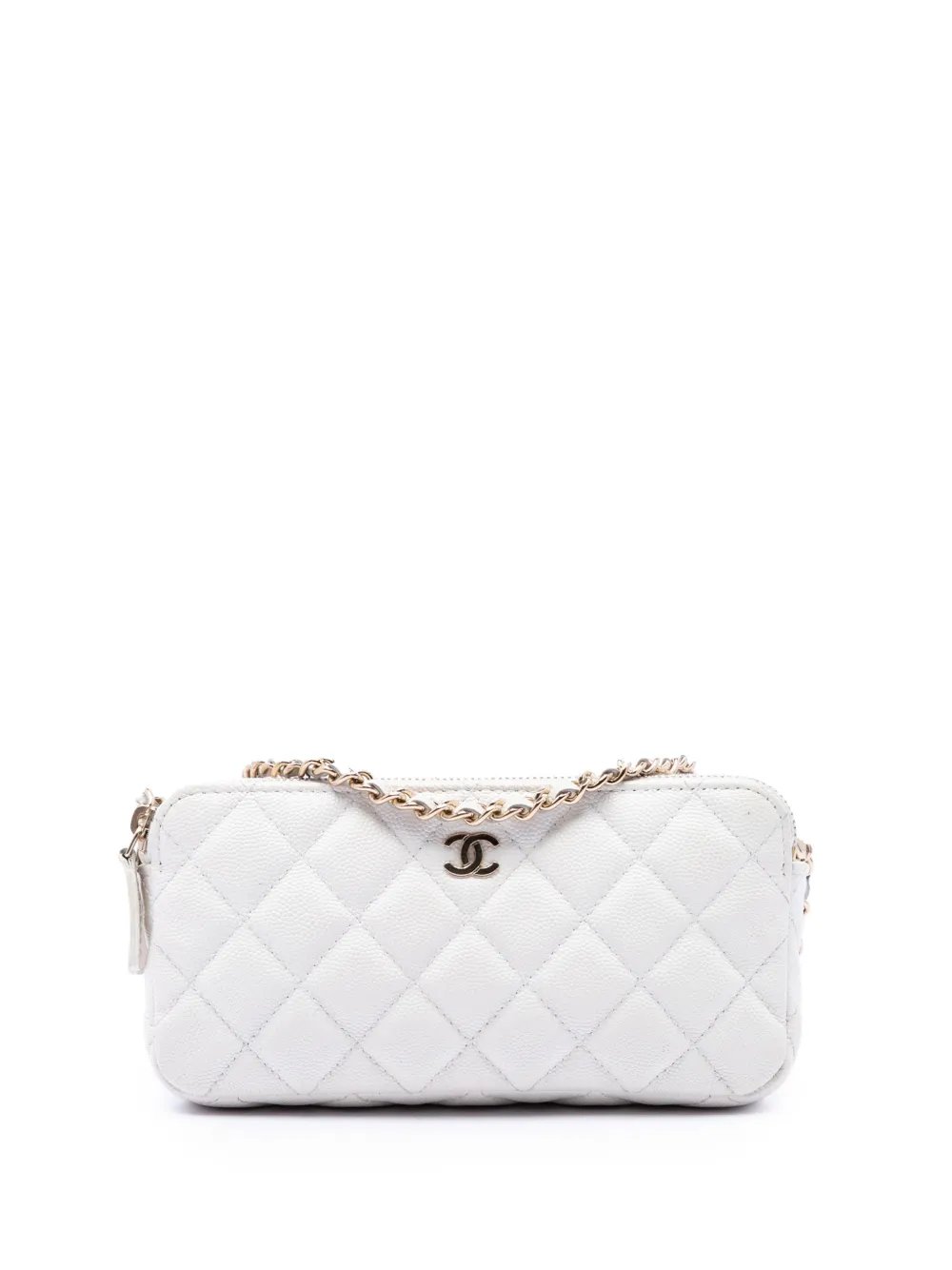 2019 CC Quilted Caviar Double Zip Clutch With Chain crossbody bag
