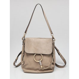 Chloe Chloe Motty Grey Leather/Suede Medium Faye Backpack