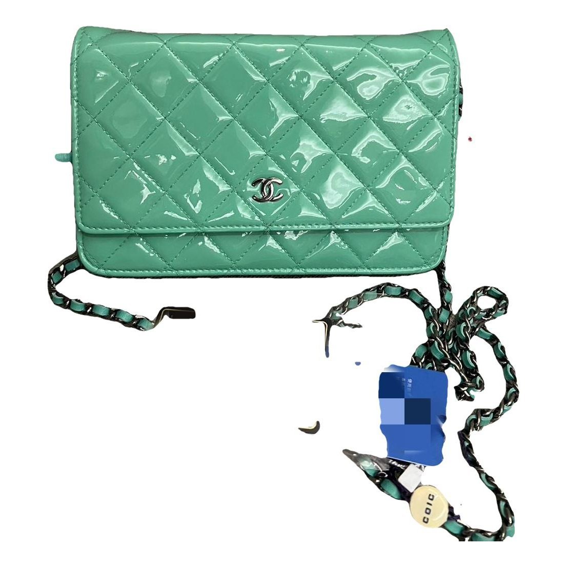 Trendy CC Wallet on Chain patent leather crossbody bag