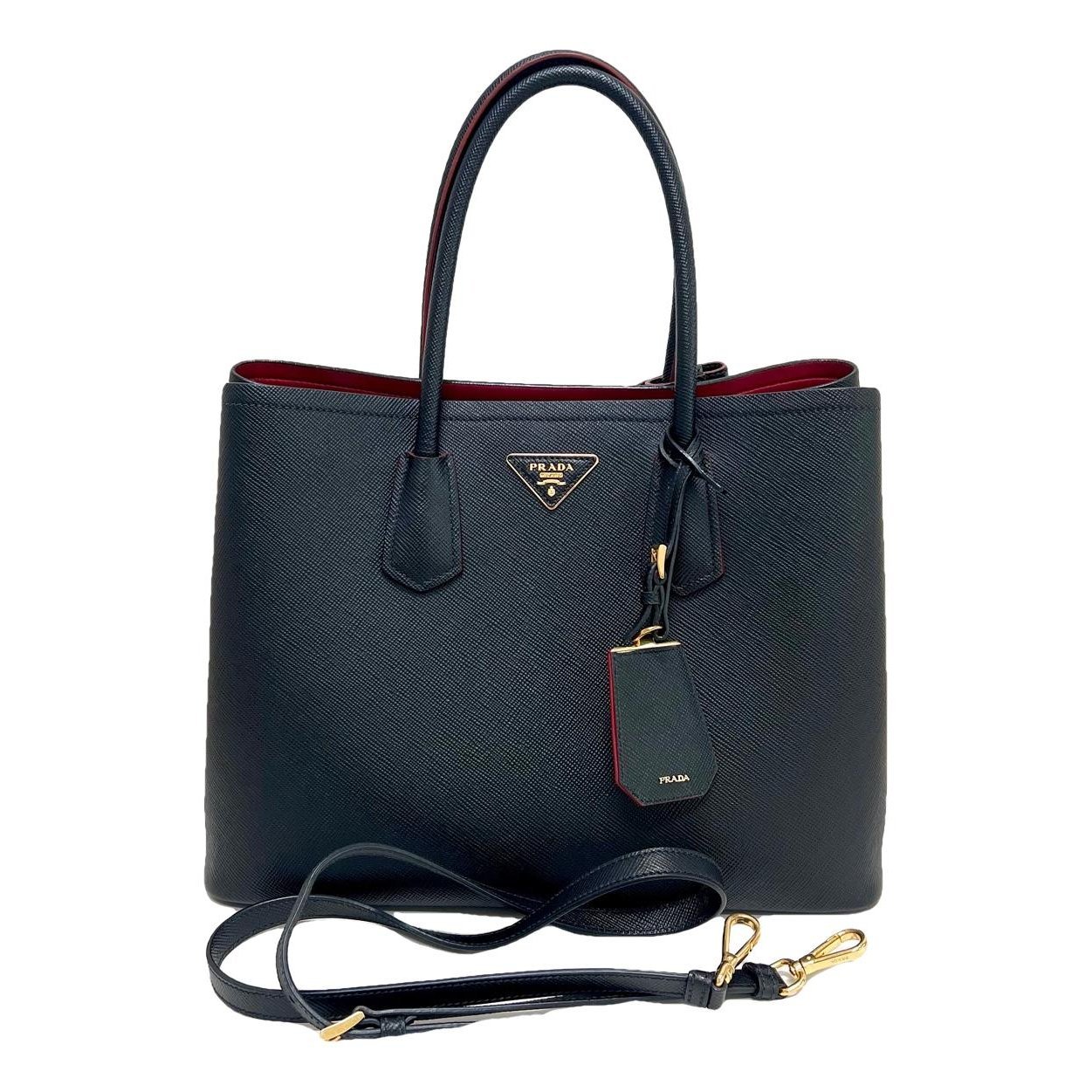 Double leather handbag