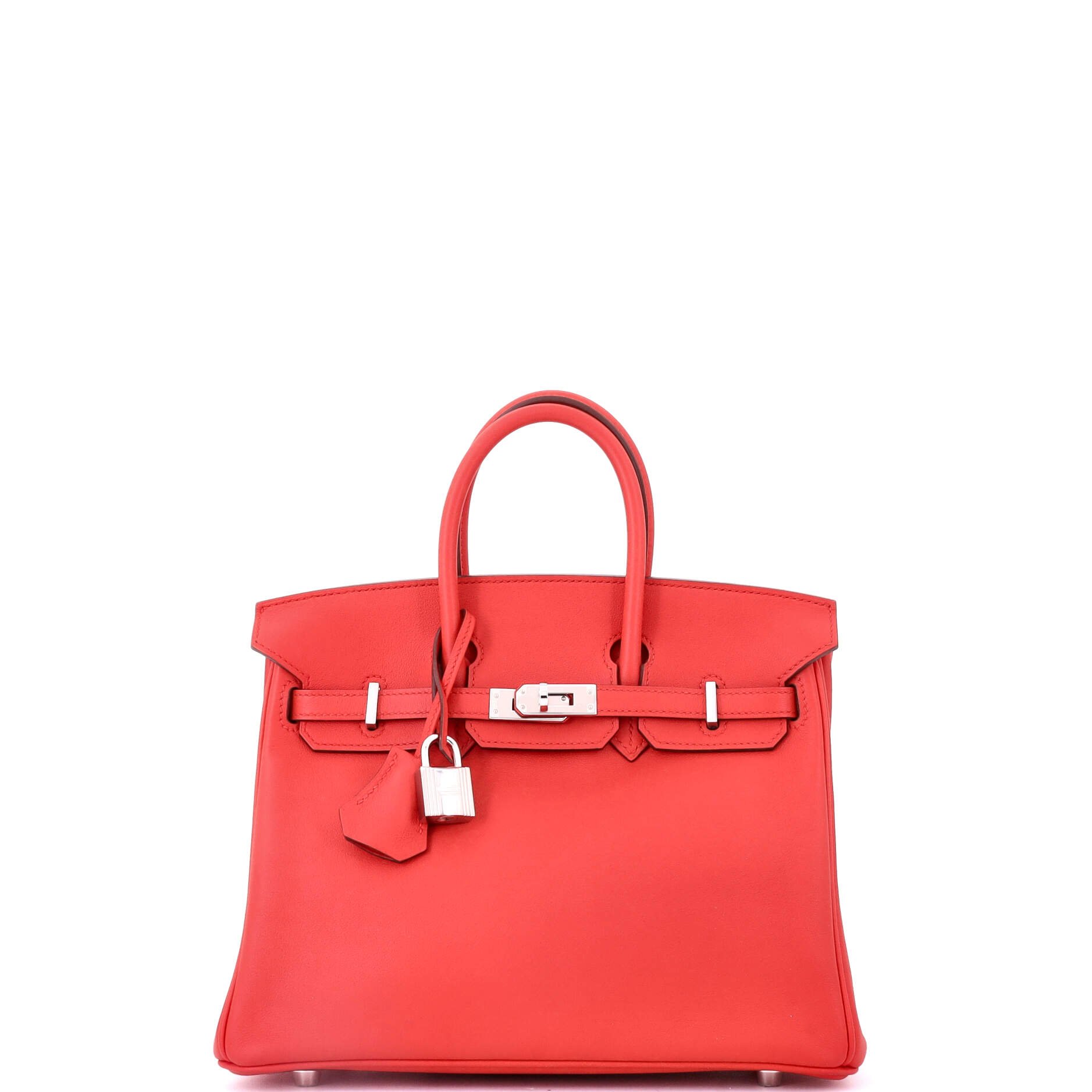 Hermes Birkin Handbag Rouge Tomate Swift with Palladium Hardware 25