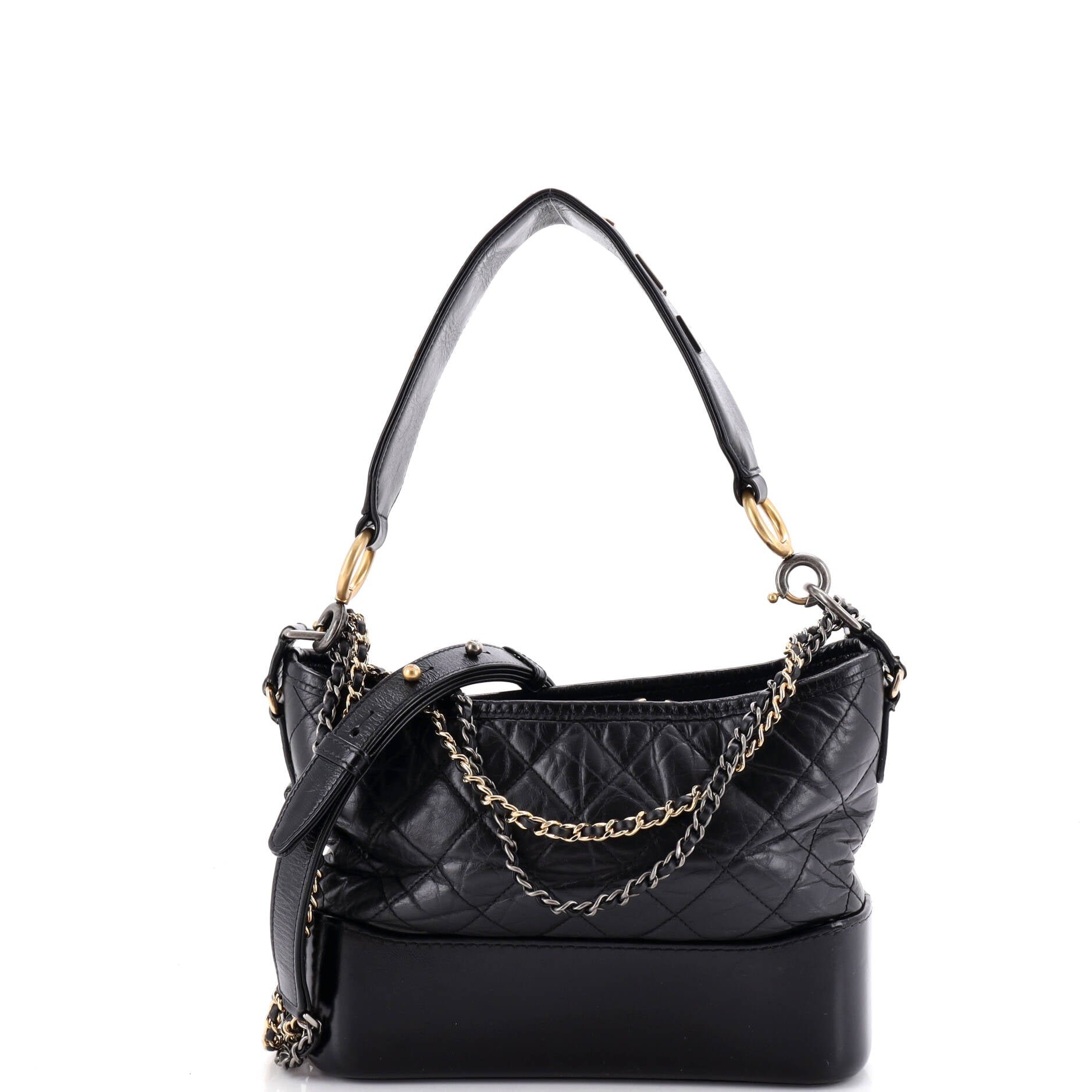 Gabrielle Hobo with Logo Handle Quilted Aged Calfskin Medium